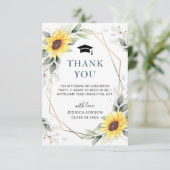 Elegant Sunflower Eucalyptus Foto Afstuderen Bedankkaart (Staand voorkant)