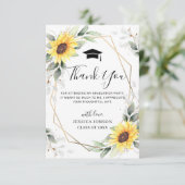 Elegant Sunflower Eucalyptus Foto Afstuderen Bedankkaart (Staand voorkant)