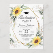 Elegant Sunflower Eucalyptus Graduation Party Aankondigingskaart (Voorkant)
