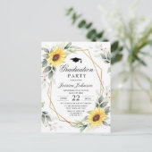 Elegant Sunflower Eucalyptus Graduation Party Aankondigingskaart (Staand voorkant)