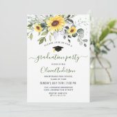 Elegant Sunflower Eucalyptus Graduation Party Kaart (Staand voorkant)