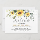 Elegant Sunflower Eucalyptus Graduation Party Kaart (Voorkant)