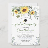 Elegant Sunflower Eucalyptus Graduation Party Kaart (Voorkant)