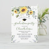 Elegant Sunflower Eucalyptus Graduation Party Kaart (Staand voorkant)