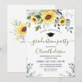 Elegant Sunflower Eucalyptus Graduation Party Kaart (Voorkant / Achterkant)