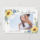 Elegant Sunflower Eucalyptus Greenery 2 FOTO Bedankkaart (Voorkant)