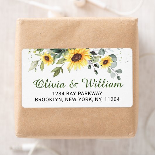 Elegant Sunflower Eucalyptus Greenery Adres Etiket (Insitu)