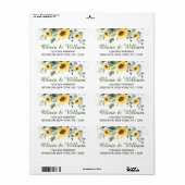 Elegant Sunflower Eucalyptus Greenery Adres Etiket (Full Sheet)