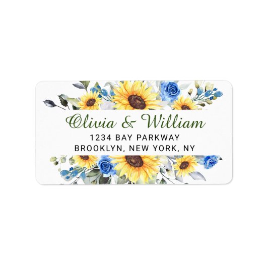 Elegant Sunflower Eucalyptus Greenery Adres Etiket (Voorkant)