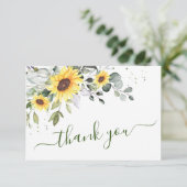 Elegant Sunflower Eucalyptus Greenery Bedankkaart (Staand voorkant)
