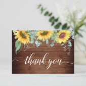 Elegant Sunflower Eucalyptus Greenery Bedankkaart (Staand voorkant)