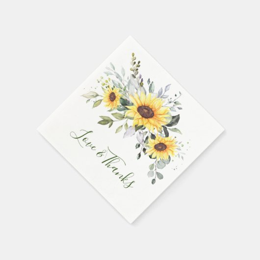 Elegant Sunflower Eucalyptus Greenery Paper Servet (Hoek)