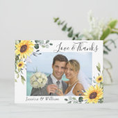 Elegant Sunflower Eucalyptus Greenery PHOTO Bedankkaart (Staand voorkant)