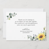 Elegant Sunflower Eucalyptus Greenery PHOTO Bedankkaart (Achterkant)