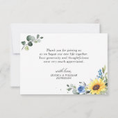 Elegant Sunflower Eucalyptus Greenery Waterverf Bedankkaart (Achterkant)