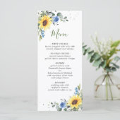 Elegant Sunflower Eucalyptus Greenery Wedding Menu (Staand voorkant)