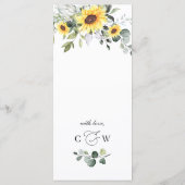 Elegant Sunflower Eucalyptus Greenery Wedding Menu (Achterkant)