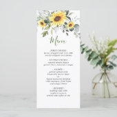 Elegant Sunflower Eucalyptus Greenery Wedding Menu (Staand voorkant)