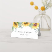 Elegant Sunflower Eucalyptus Greenery Wedding Plaatskaartje (Achterkant)