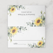 Elegant Sunflower Eucalyptus Greenery Wedding Plaatskaartje (Buitenkant ongevouwen)