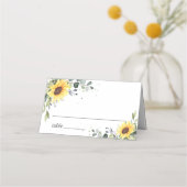 Elegant Sunflower Eucalyptus Greenery Wedding Plaatskaartje (Voorkant)