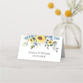 Elegant Sunflower Eucalyptus Greenery Wedding Plaatskaartje (Achterkant)