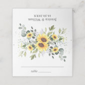 Elegant Sunflower Eucalyptus Greenery Wedding Plaatskaartje (Buitenkant ongevouwen)