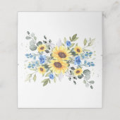 Elegant Sunflower Eucalyptus Greenery Wedding Plaatskaartje (Buitenkant ongevouwen)