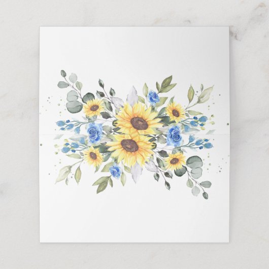 Elegant Sunflower Eucalyptus Greenery Wedding Plaatskaartje (Buitenkant ongevouwen)