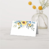 Elegant Sunflower Eucalyptus Greenery Wedding Plaatskaartje (Achterkant)