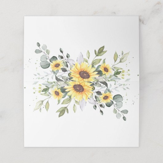 Elegant Sunflower Eucalyptus Greenery Wedding Plaatskaartje (Buitenkant ongevouwen)