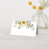 Elegant Sunflower Eucalyptus Greenery Wedding Plaatskaartje (Achterkant)