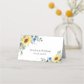 Elegant Sunflower Eucalyptus Greenery Wedding Plaatskaartje (Achterkant)