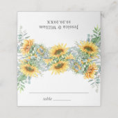 Elegant Sunflower Eucalyptus Greenery Wedding Plaatskaartje (Buitenkant ongevouwen)