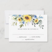 Elegant Sunflower Eucalyptus Greenery Wedding RSVP Kaartje (Voorkant)