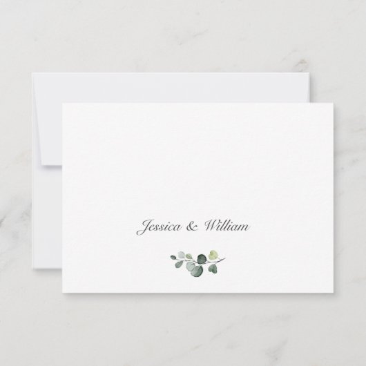 Elegant Sunflower Eucalyptus Greenery Wedding RSVP Kaartje (Achterkant)