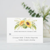 Elegant Sunflower Eucalyptus Greenery Wedding RSVP Kaartje (Staand voorkant)
