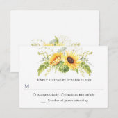 Elegant Sunflower Eucalyptus Greenery Wedding RSVP Kaartje (Voorkant / Achterkant)