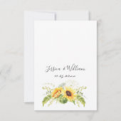 Elegant Sunflower Eucalyptus Greenery Wedding RSVP Kaartje (Achterkant)