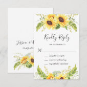 Elegant Sunflower Eucalyptus Greenery Wedding RSVP Kaartje (Voorkant / Achterkant)