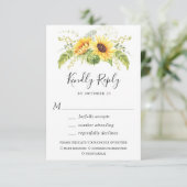 Elegant Sunflower Eucalyptus Greenery Wedding RSVP Kaartje (Staand voorkant)