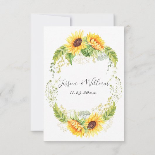 Elegant Sunflower Eucalyptus Greenery Wedding RSVP Kaartje (Achterkant)