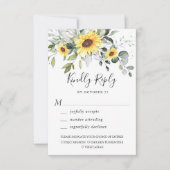 Elegant Sunflower Eucalyptus Greenery Wedding RSVP Kaartje (Voorkant)