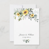 Elegant Sunflower Eucalyptus Greenery Wedding RSVP Kaartje (Achterkant)