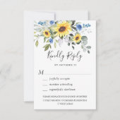 Elegant Sunflower Eucalyptus Greenery Wedding RSVP Kaartje (Voorkant)
