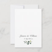 Elegant Sunflower Eucalyptus Greenery Wedding RSVP Kaartje (Achterkant)