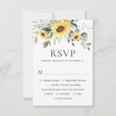 Elegant Sunflower Eucalyptus Greenery Wedding RSVP Kaartje (Voorkant)