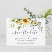 Elegant Sunflower Eucalyptus Greenery Wedding Sav Save The Date (Staand voorkant)