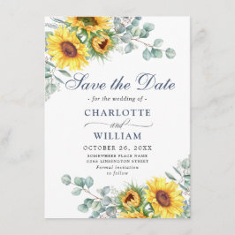 Elegant Sunflower Eucalyptus Greenery Wedding Save The Date