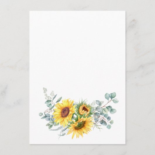 Elegant Sunflower Eucalyptus Greenery Wedding Save The Date (Achterkant)